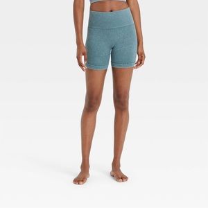 Colsie Wash Green Teal Ribbed Knit Exercise Comfort Shorts Size Small